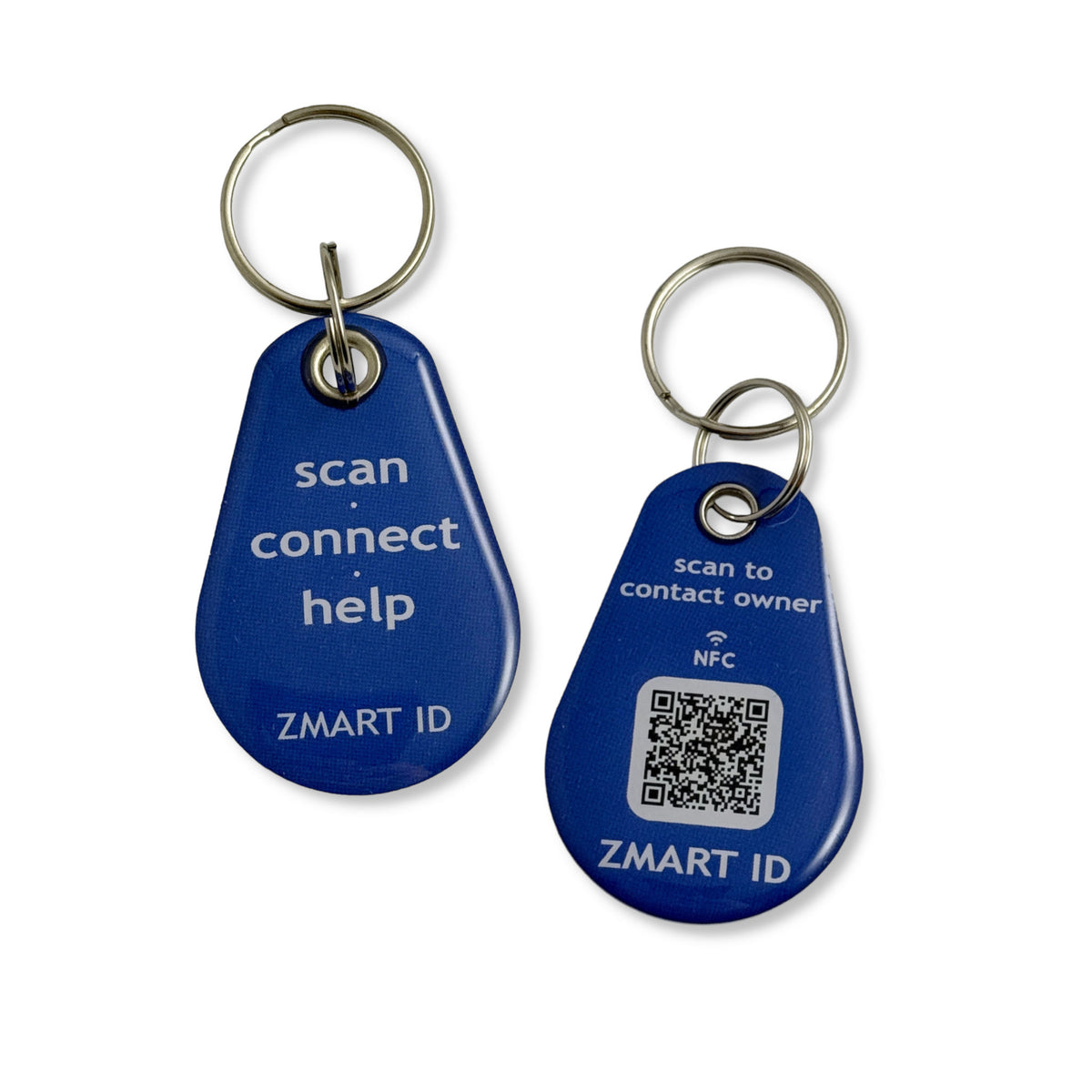 Nøglering, dråbeformet med QR og NFC